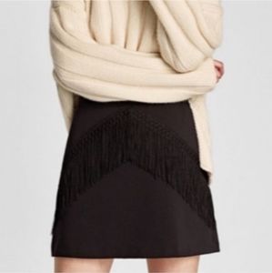 Zara Basic | Black fringe a-line Mini Skirt SMALL